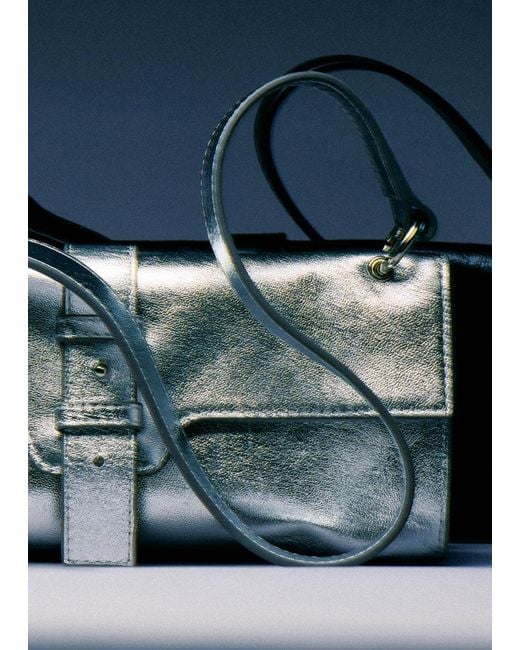 & Other Stories Blue Mini Leather Shoulder Bag
