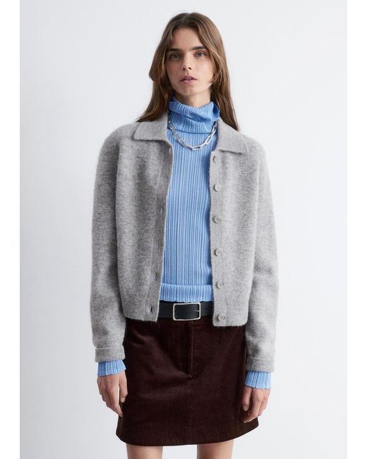 & Other Stories Gray Collared Knit Cardigan