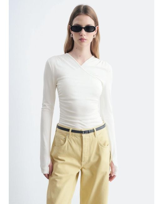 & Other Stories Natural Modal Jersey Wrap Top