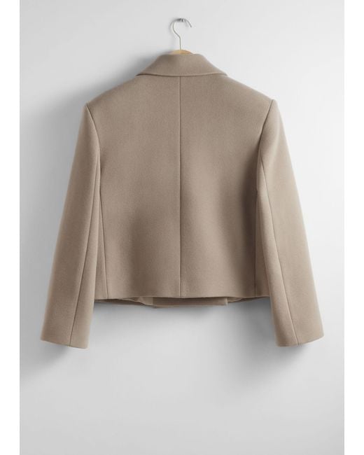 & Other Stories Natural Cropped Wool Blazer