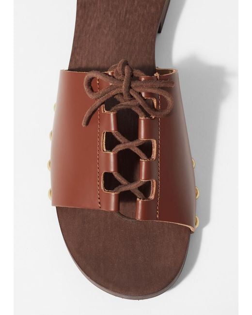 & Other Stories Brown Lace-Up Clog Sandals