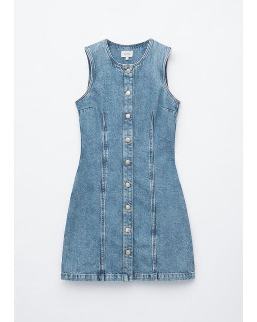 & Other Stories Blue Button-Front Denim Dress
