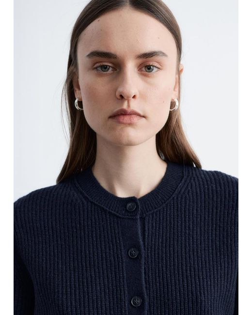 & Other Stories Blue Rib-Knit Cardigan