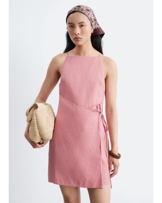 & Other Stories Pink Linen Mini Dress