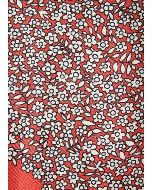 & Other Stories Red Slim Silk Print Scarf