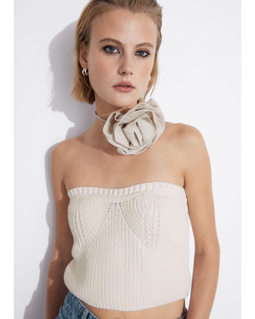& Other Stories White Knitted Bandeau Tube Top
