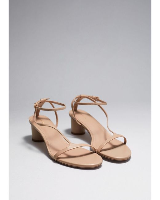 & Other Stories Gray Heeled Leather Sandals