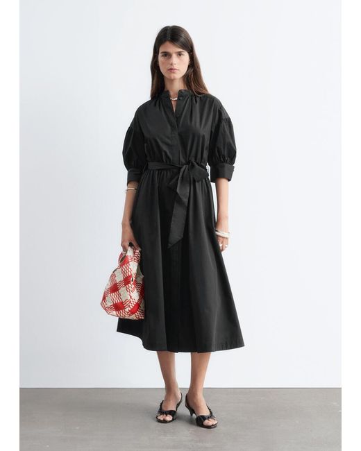 & Other Stories Black Belted Cotton Dress