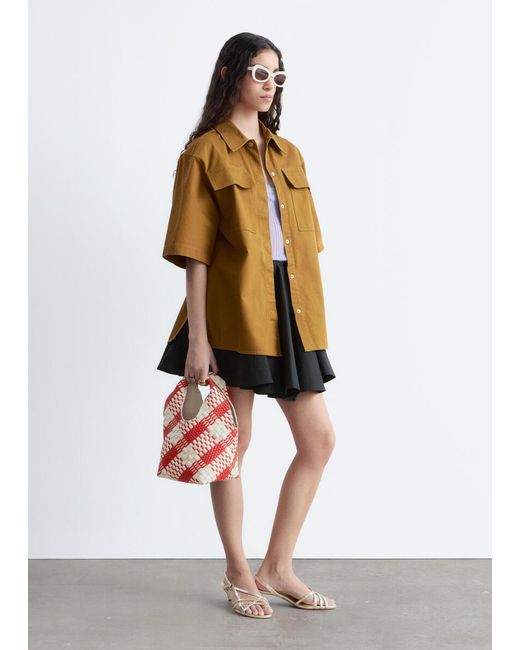 & Other Stories Brown Short-Sleeve Cotton Shirt