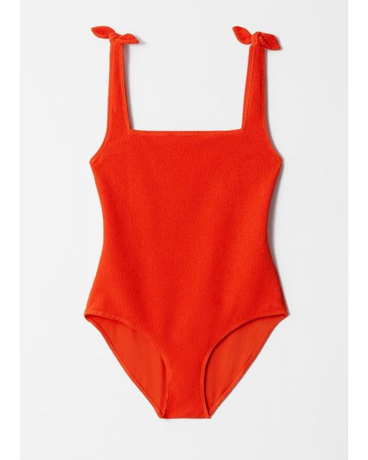 & Other Stories Textured Bow Tie Swimsuit