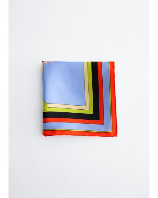 & Other Stories Blue Printed Silk Scarf