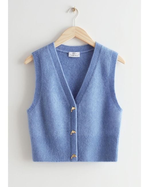 & Other Stories Blue Dolphin Button Knit Vest