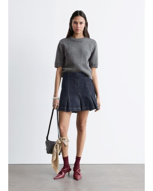 & Other Stories Blue Rib-Knit T-Shirt