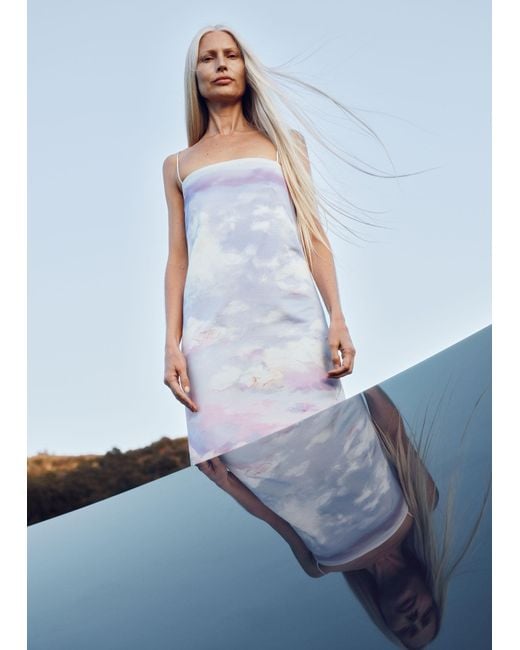 & Other Stories White Printed Slip Midi Dress