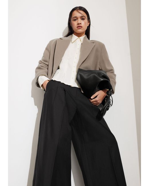 & Other Stories Black Wide Tailored Trousers