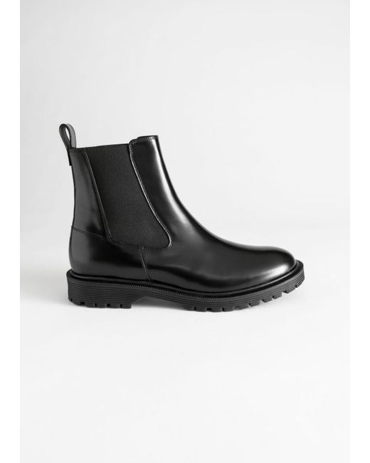 & Other Stories Glossy Leather Chelsea Boots in Black - Lyst