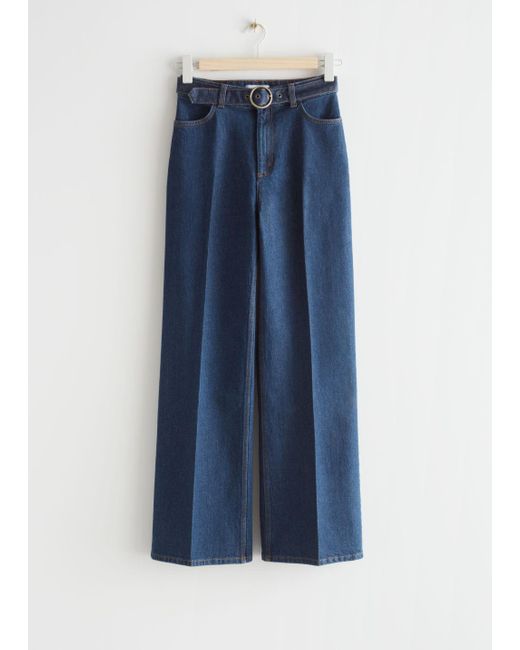 & other stories wide leg trousers in green check