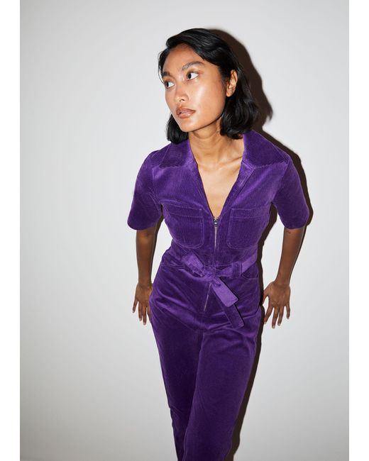 u0026 Other Stories Belted Corduroy Jumpsuit in Purple | Lyst UK