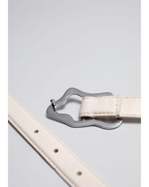 & Other Stories White Sculpted Buckle Leather Belt