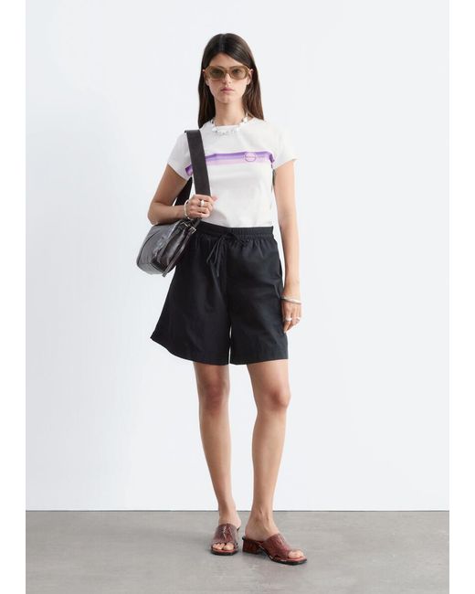 & Other Stories White Printed Cotton Jersey T-Shirt