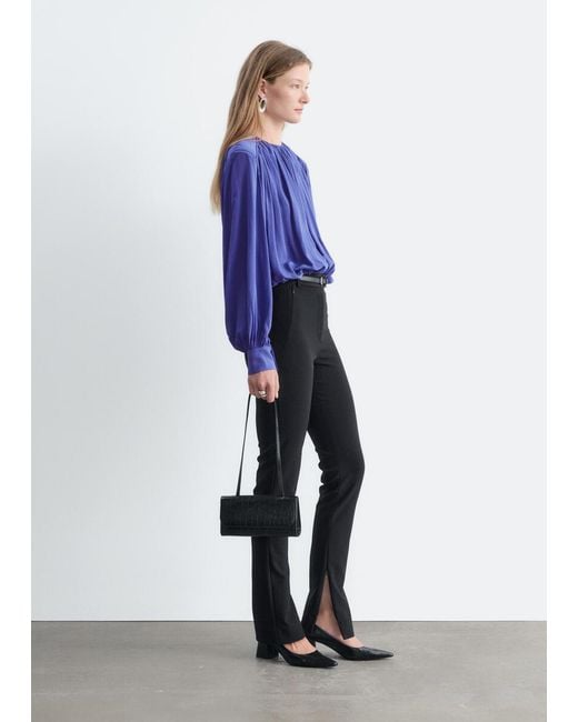 & Other Stories Blue Zip Pocket Tailored Trousers