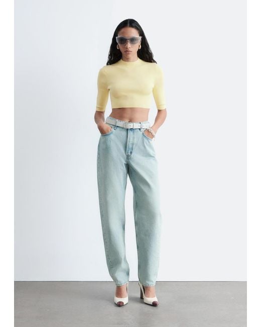 & Other Stories Yellow Slim-Fit Cropped T-Shirt