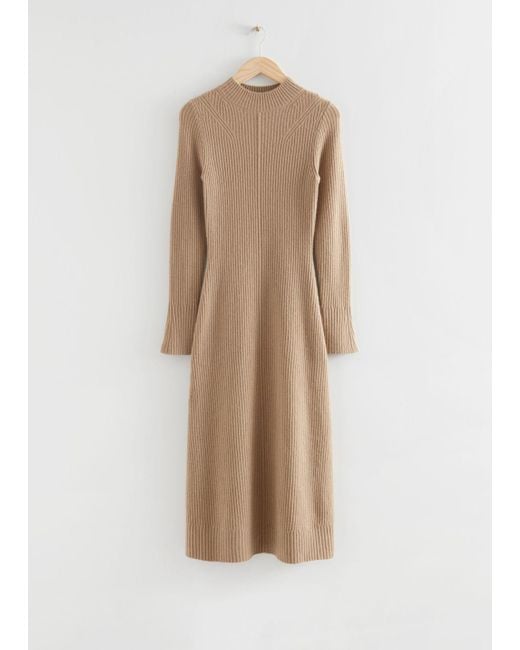 & Other Stories Fitted Aline Wool Knit Dress in Beige (Natural) Lyst