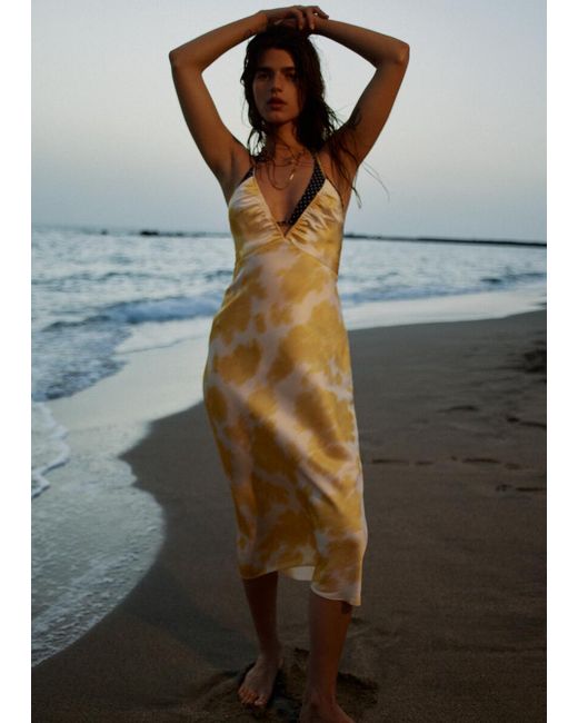 & Other Stories White Satin Slip Midi Dress