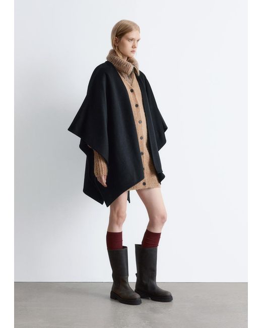& Other Stories Black Wool Cape