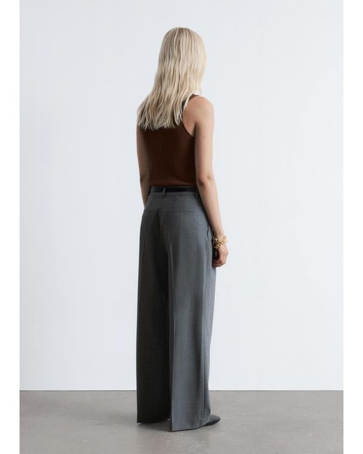 & Other Stories Gray Tailored Wool Trousers