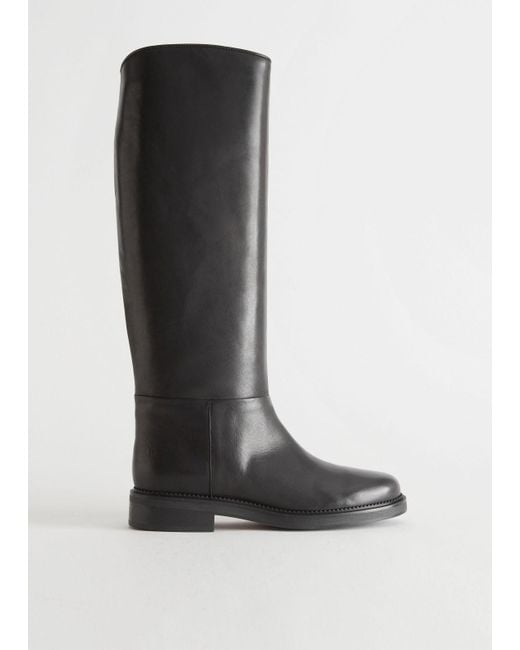 & Other Stories Black Leather Riding Boots