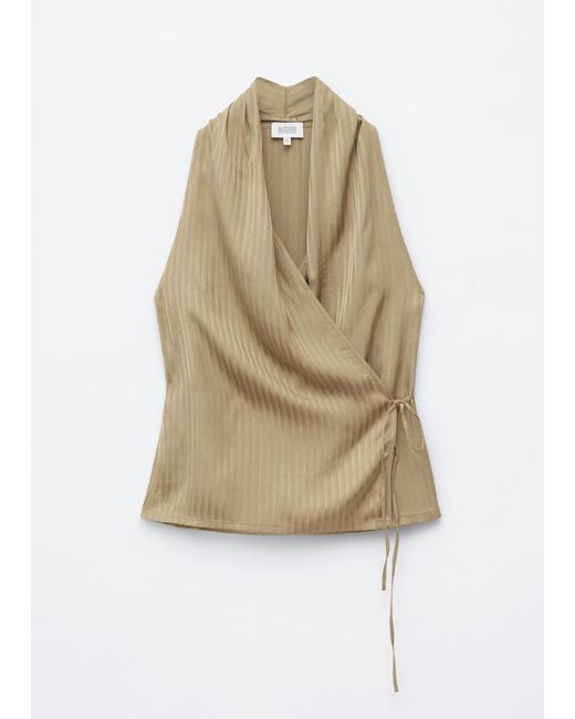 & Other Stories Natural Pleated Neck Wrap Top