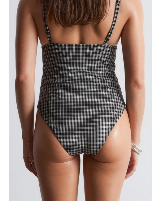 & Other Stories Black V-Neck Swimsuit