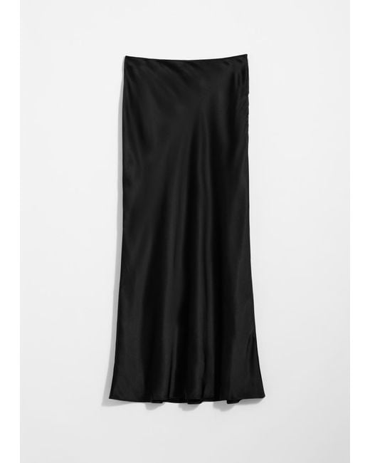 & Other Stories Black Satin Maxi Skirt