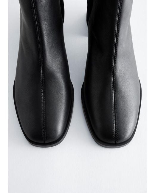 & Other Stories Black High-Shaft Leather Sock Boot