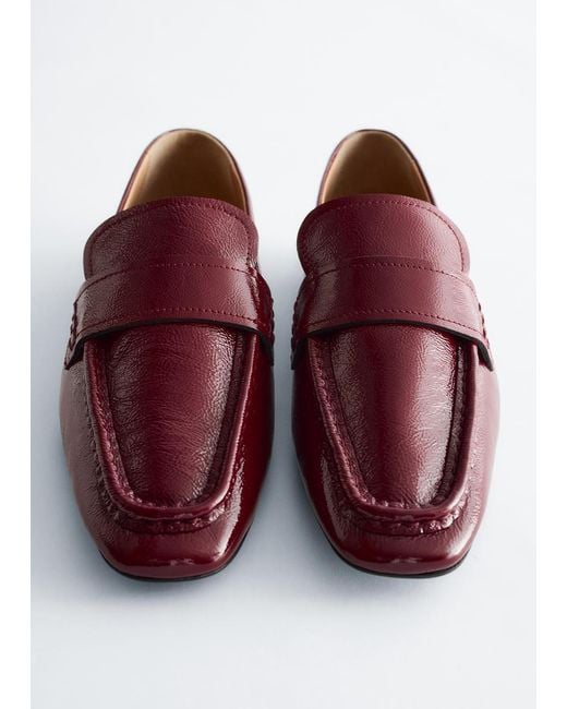 & Other Stories Blue Square-Toe Leather Loafers