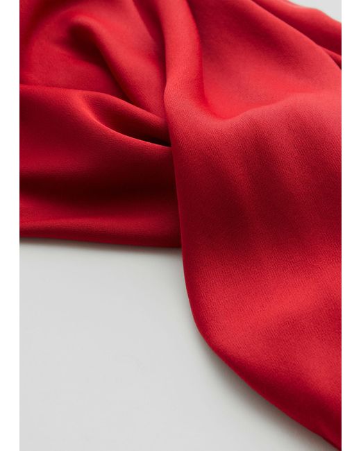& Other Stories Red Satin Midi Dress