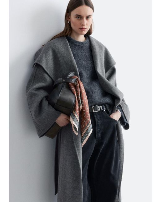 & Other Stories Gray Shawl-Collar Wool Maxi Coat