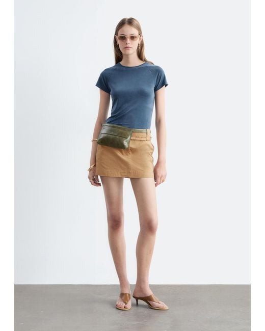 & Other Stories Blue Fitted Raglan T-Shirt