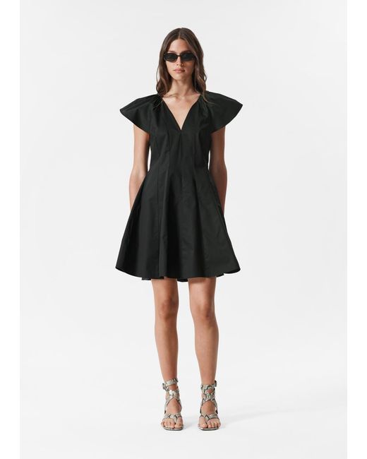 & Other Stories Black Flared Mini Dress