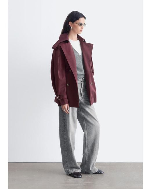 & Other Stories Red Short Trench Coat