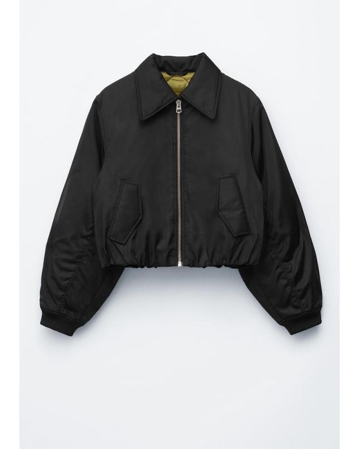 & Other Stories Black Cropped Bomber Jacket