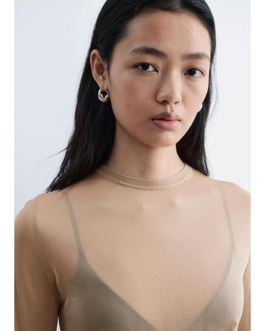 & Other Stories Natural Fine-Knit Sheer Top
