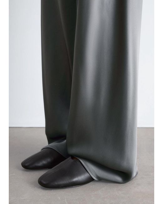 & Other Stories Gray Drawstring Satin Trousers