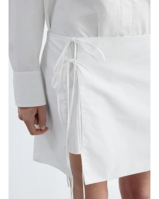 & Other Stories White Tie-Detail Mini Shirt Dress