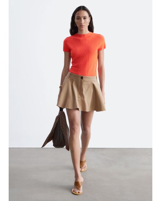 & Other Stories Red Mock-Neck Top