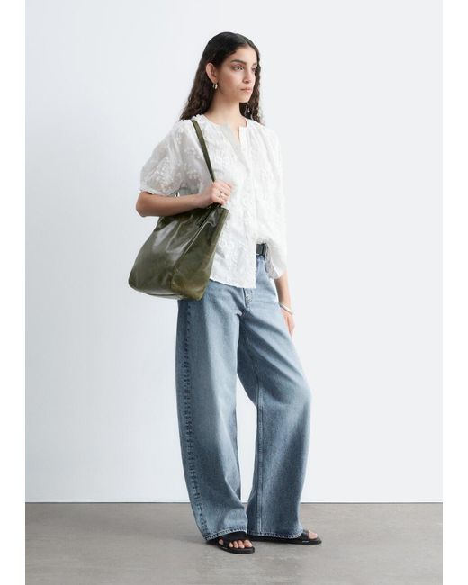 & Other Stories White Oversized Puff-Sleeve Blouse