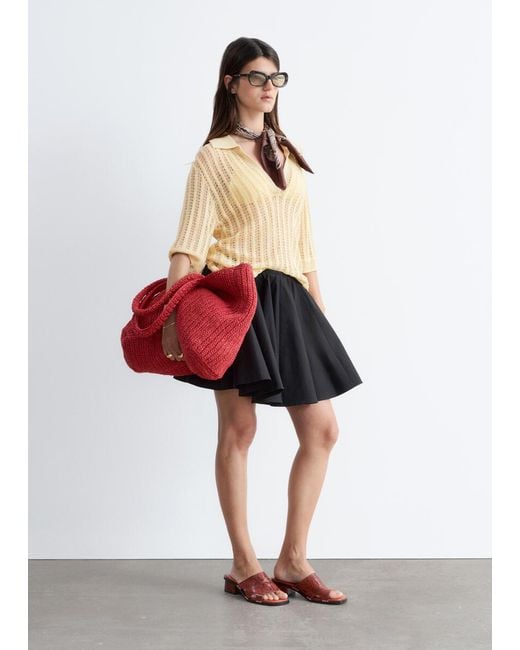 & Other Stories White Cotton Circle Mini Skirt