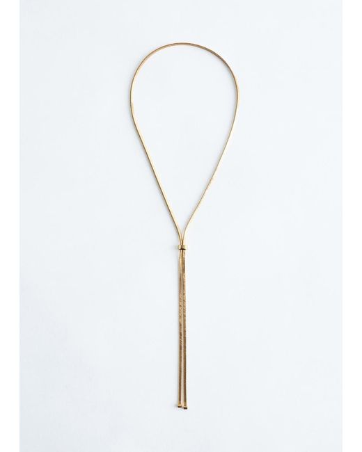 & Other Stories White Lariat Chain Necklace