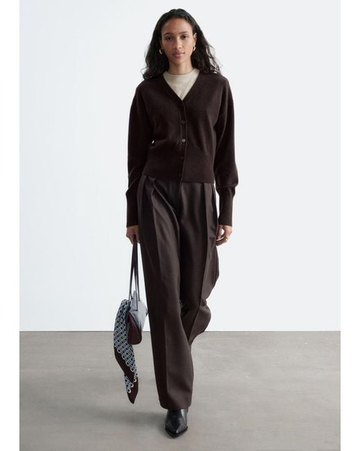 & Other Stories Black Wool Corset Rib Cardigan